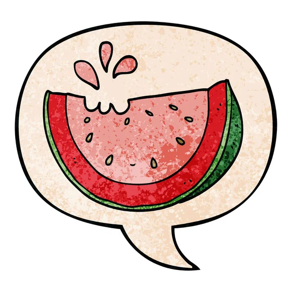 Cartoon-Wassermelone und Sprechblase im Retro-Stil — Stockvektor
