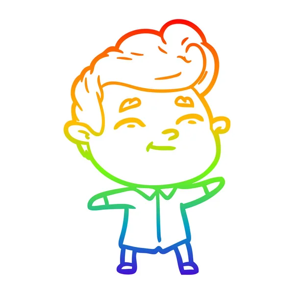 Arco-íris linha gradiente desenho feliz cartoon homem —  Vetores de Stock