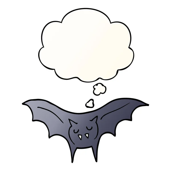 Morcego vampiro desenhos animados e bolha de pensamento em estilo gradiente suave — Vetor de Stock