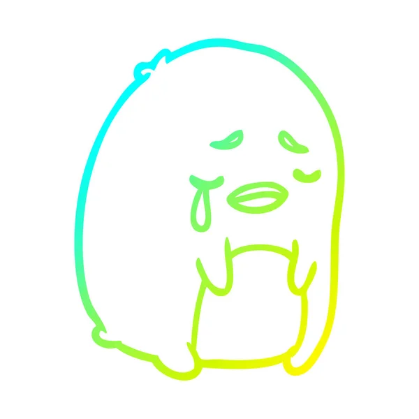 Ligne de gradient froid dessin pingouin pleureur — Image vectorielle
