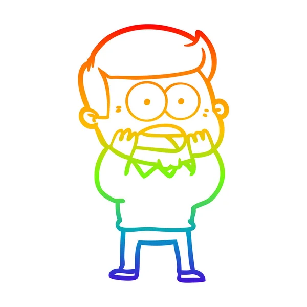 Rainbow gradient ligne dessin dessin animé choqué homme — Image vectorielle