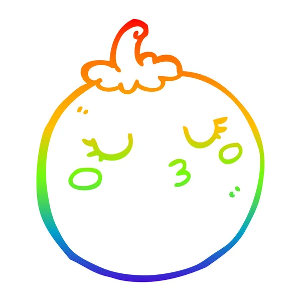 Rainbow gradient linje ritning tecknad tomat — Stock vektor