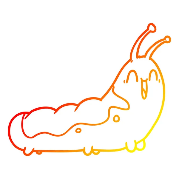 Warme kleurovergang lijntekening grappige cartoon Caterpillar — Stockvector