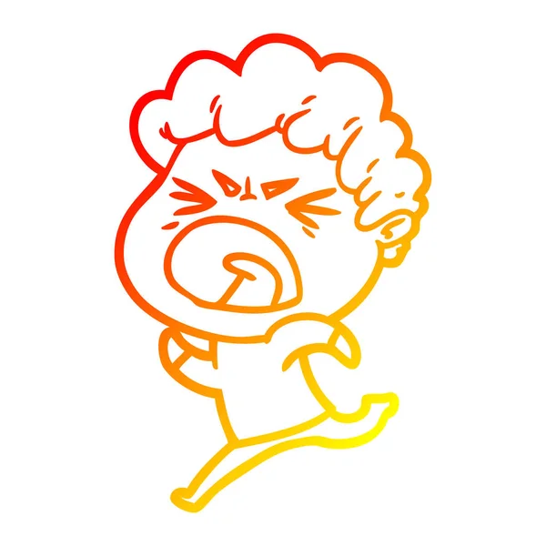 Sıcak degrade çizgi çizim karikatür öfkeli adam — Stok Vektör