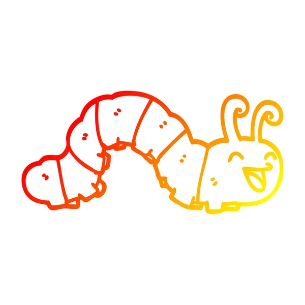 따뜻한 그라데이션 라인 그리기 귀여운 만화 애벌레 — 스톡 벡터