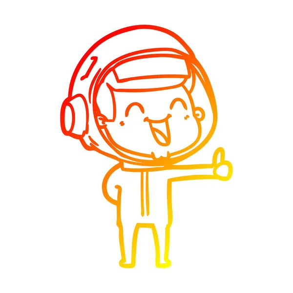 Astronauta ciepły gradient linia rysunek szczęśliwy — Wektor stockowy