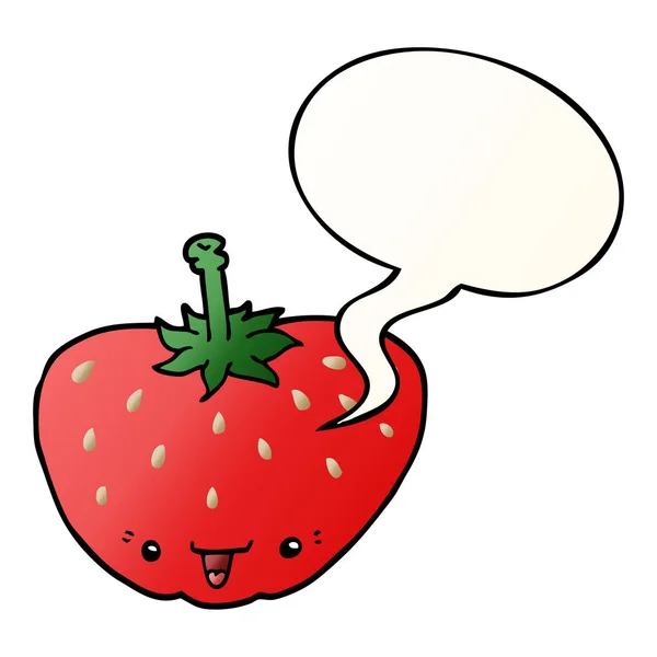Cartoon strawberry and speech bubble in smooth gradient style — Stock Vector