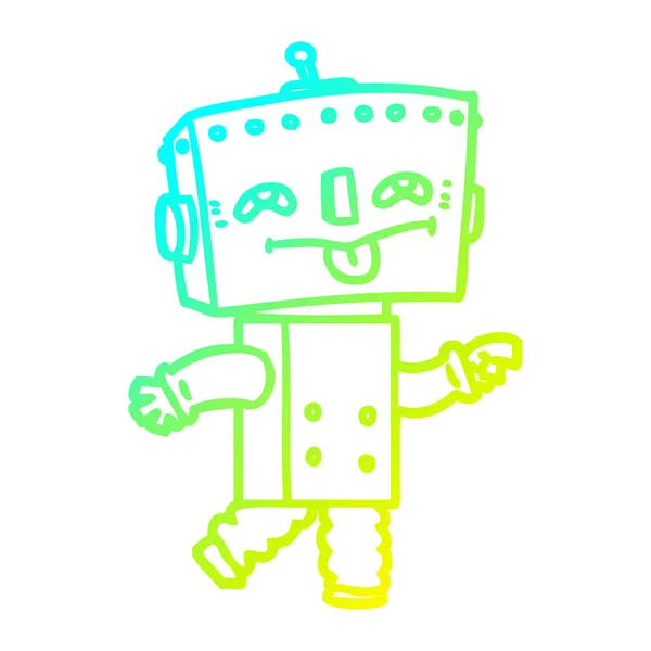 Koude gradiënt lijntekening cartoon robot — Stockvector