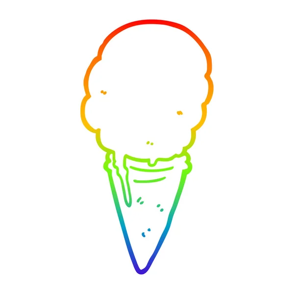 Regenbogen-Gradientenlinie Zeichnung Cartoon-Eis — Stockvektor