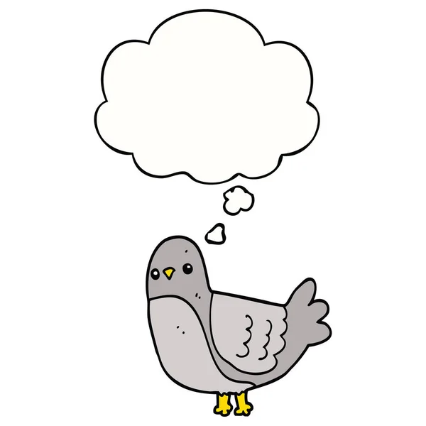 Kreslený pták a myšlenková bublina — Stockový vektor