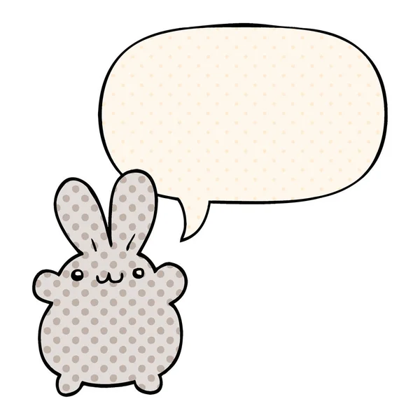 Cartoon rabbit and speech bubble in comic book style — Stock Vector