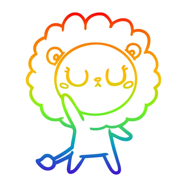 Regenboog gradiënt lijntekening cartoon Leeuw — Stockvector