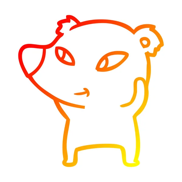 Chaud dégradé ligne dessin mignon dessin animé ours — Image vectorielle