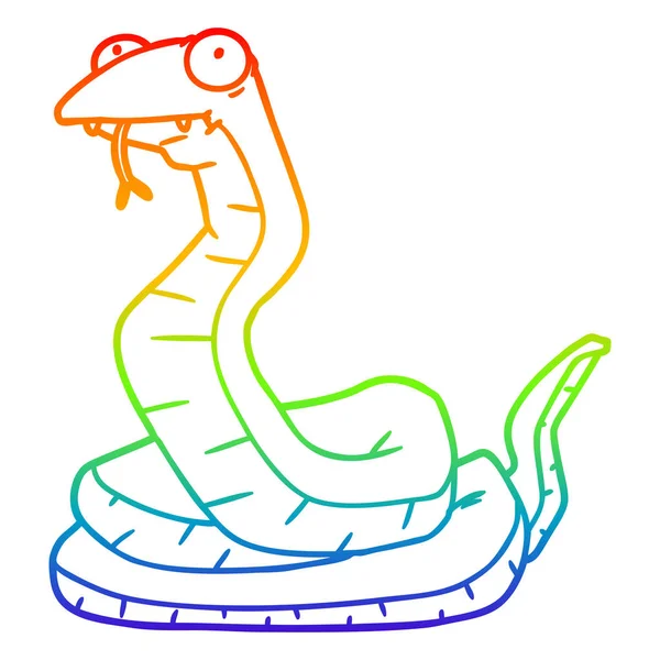 Linha gradiente arco-íris desenho cobra dos desenhos animados — Vetor de Stock