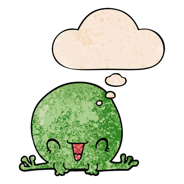 karikatür kurbağa ve grunge doku desen tarzında düşünce balonu