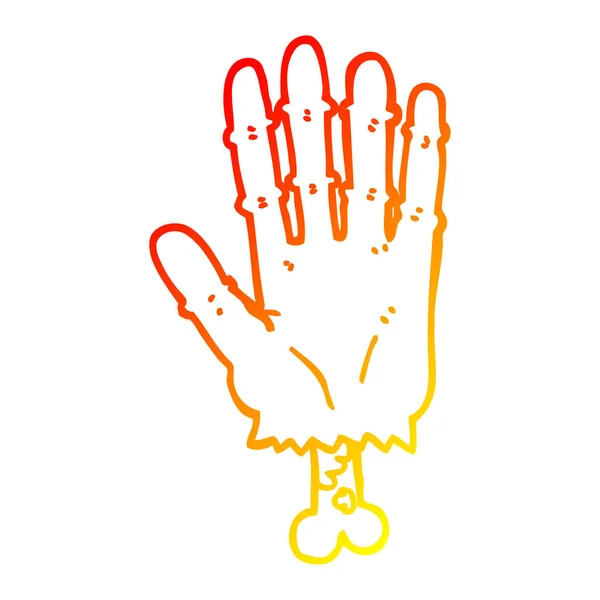 Warm gradient line drawing cartoon zombie hand — Stock Vector