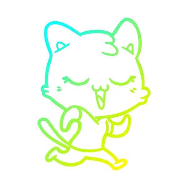 Холодна градієнтна лінія малюнок щасливий мультяшний кіт — стоковий вектор