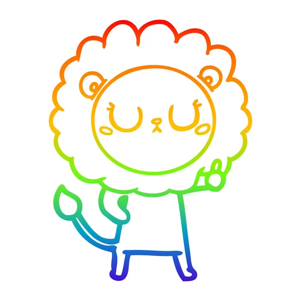 Regenboog gradiënt lijntekening cartoon Leeuw — Stockvector