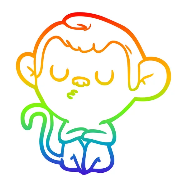彩虹渐变线绘制卡通猴子 — 图库矢量图片
