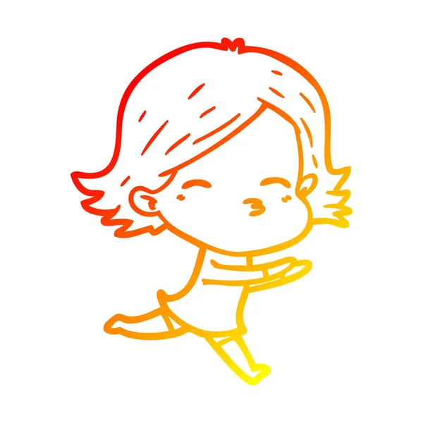 Kresba s teplým přechodem kreslená žena — Stockový vektor