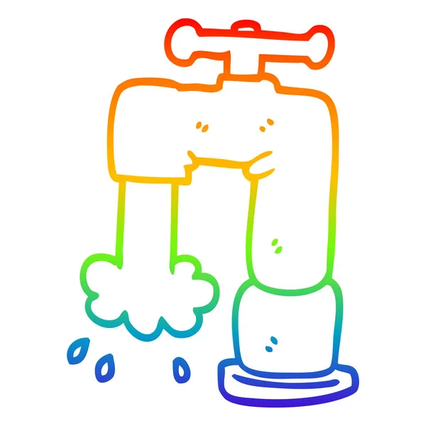 Linea del gradiente dell'arcobaleno che disegna il rubinetto di colata del fumetto — Vettoriale Stock
