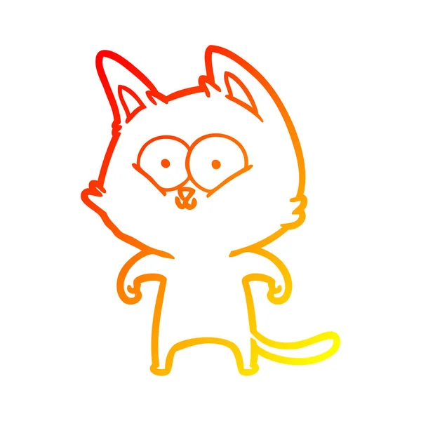 Meleg színátmenet vonal rajz rajzfilm macska — Stock Vector