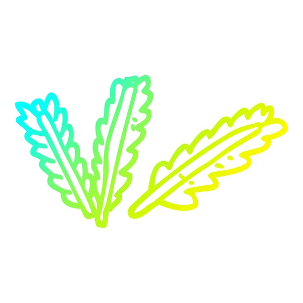 Linea gradiente freddo disegno cartone animato foglie sparse — Vettoriale Stock