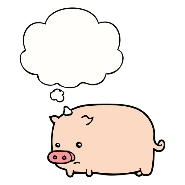 Söt tecknad gris och tankebubbla — Stock vektor