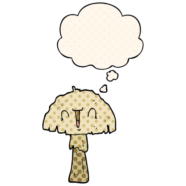 Kreslená houba a myšlenková bublina ve stylu komiksů — Stockový vektor