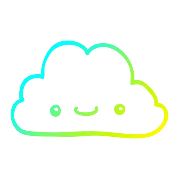 Cold gradient line drawing cute cartoon cloud — Stock Vector