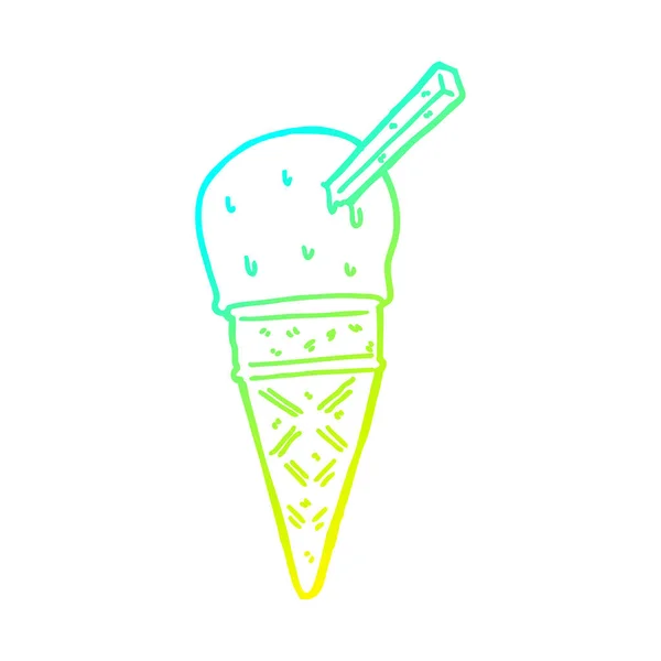 Linea gradiente freddo disegno cartone animato gelato — Vettoriale Stock