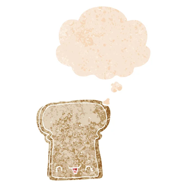 レトロな質感でパンと思考バブルのかわいい漫画のスライス — ストックベクタ