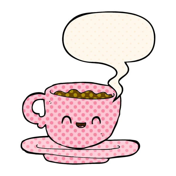 Tasse chaude de café de bande dessinée et bulle d'expression dans le style de bande dessinée — Image vectorielle