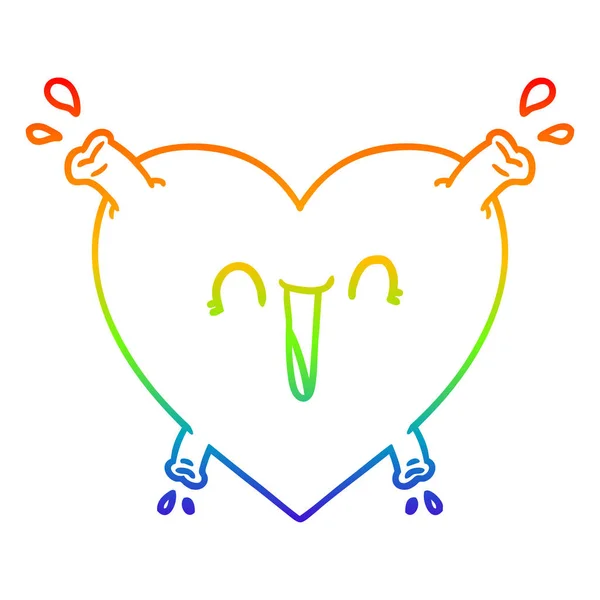 Línea de gradiente arco iris dibujo dibujos animados corazón sano — Vector de stock