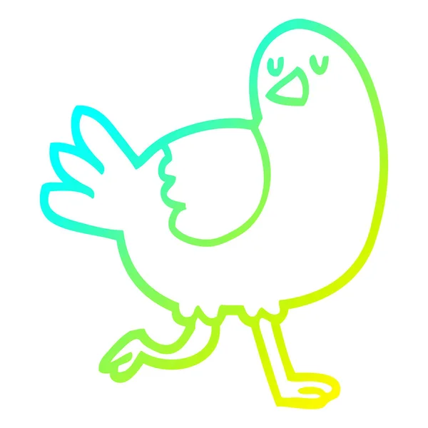 Froid dégradé ligne dessin dessin dessin animé oiseau courir — Image vectorielle