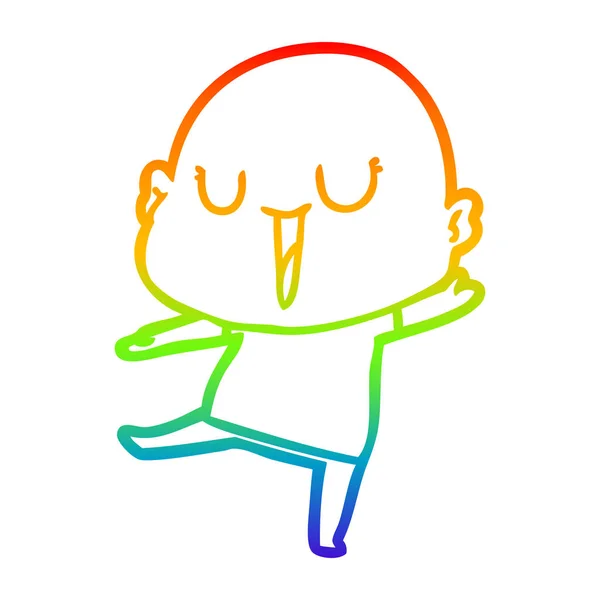 Rainbow gradient ligne dessin heureux dessin animé chauve homme — Image vectorielle