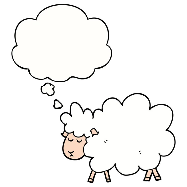 Cartone animato pecore e bolla di pensiero — Vettoriale Stock