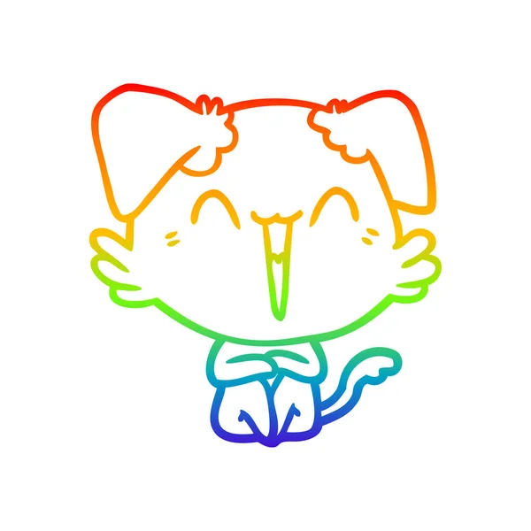 彩虹渐变线绘制快乐小狗卡通 — 图库矢量图片