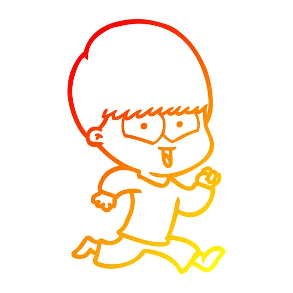 Línea de gradiente caliente dibujo dibujos animados niño feliz — Archivo Imágenes Vectoriales