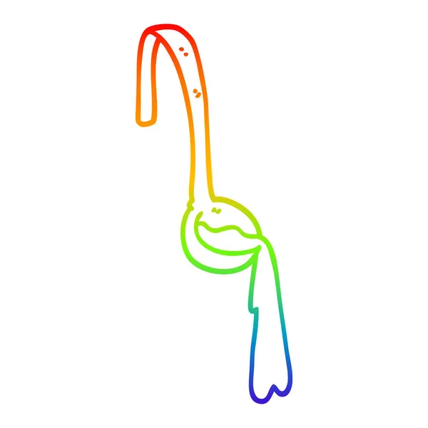 Línea de gradiente arco iris dibujo cucharón de dibujos animados de alimentos — Archivo Imágenes Vectoriales