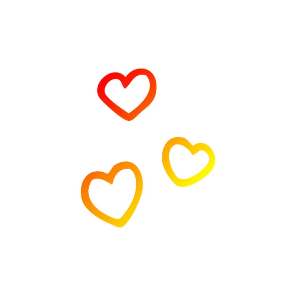 Varm gradient linje ritning tecknad kärlek hjärta — Stock vektor