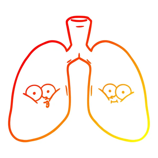Chaud gradient ligne dessin dessin animé poumons — Image vectorielle