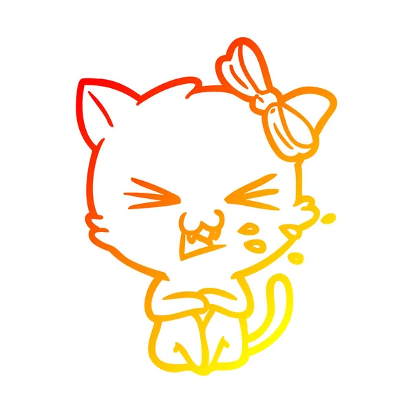 따뜻한 그라데이션 라인 그리기 만화 고양이 — 스톡 벡터