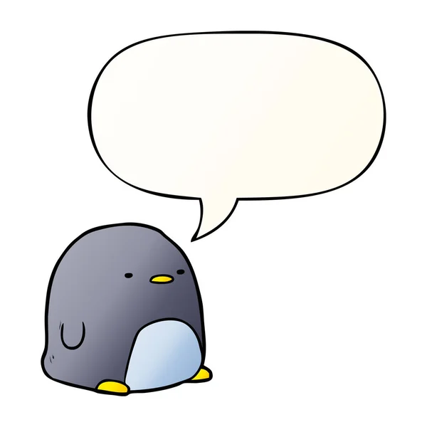 Cute cartoon penguin and speech bubble in smooth gradient style — Stock Vector