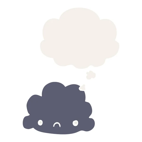 Nube de dibujos animados y burbuja de pensamiento en estilo retro — Vector de stock