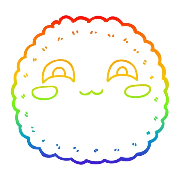 Línea de gradiente arco iris dibujo de la galleta de dibujos animados — Vector de stock