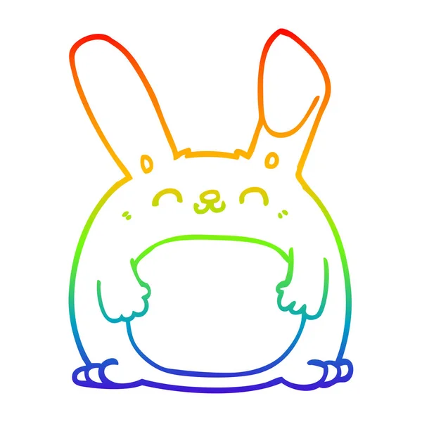 Regenboog gradiënt lijntekening cartoon konijn — Stockvector