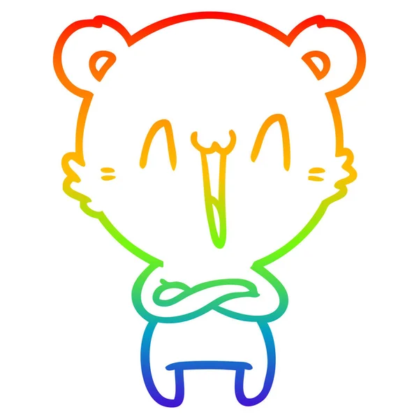 Arco iris gradiente línea dibujo feliz oso polar dibujos animados — Vector de stock