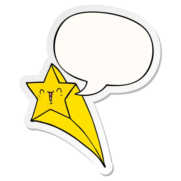 Cartoon Shooting Star en toespraak bubble sticker — Stockvector