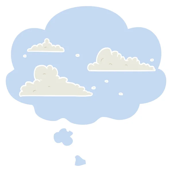 Rajzfilm felhők és a gondolat buborék retro stílusban — Stock Vector